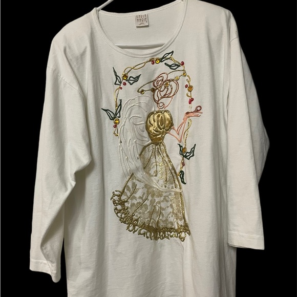 Vintage 90’s Karla Marie OSFA Made USA Christmas Art Sweater - Picture 1 of 5